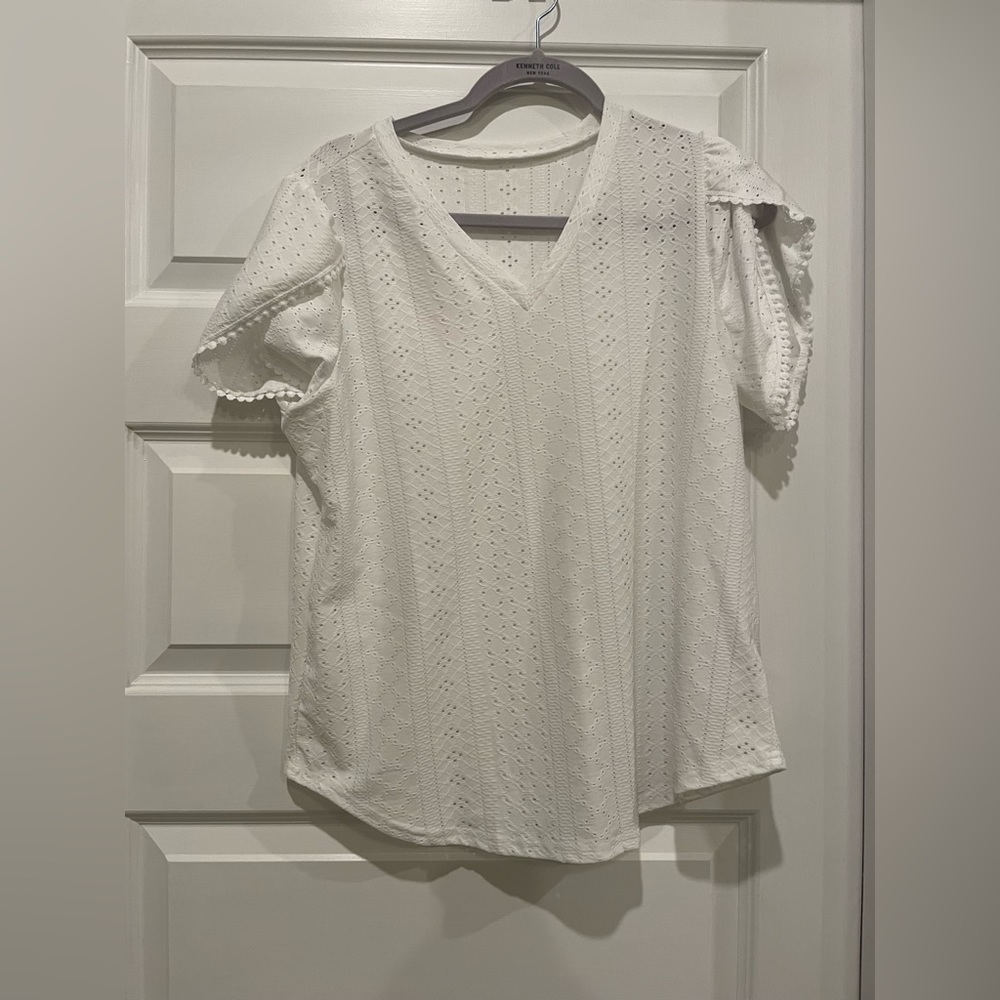 SHEIN- White Eyelet Top- Size XL
